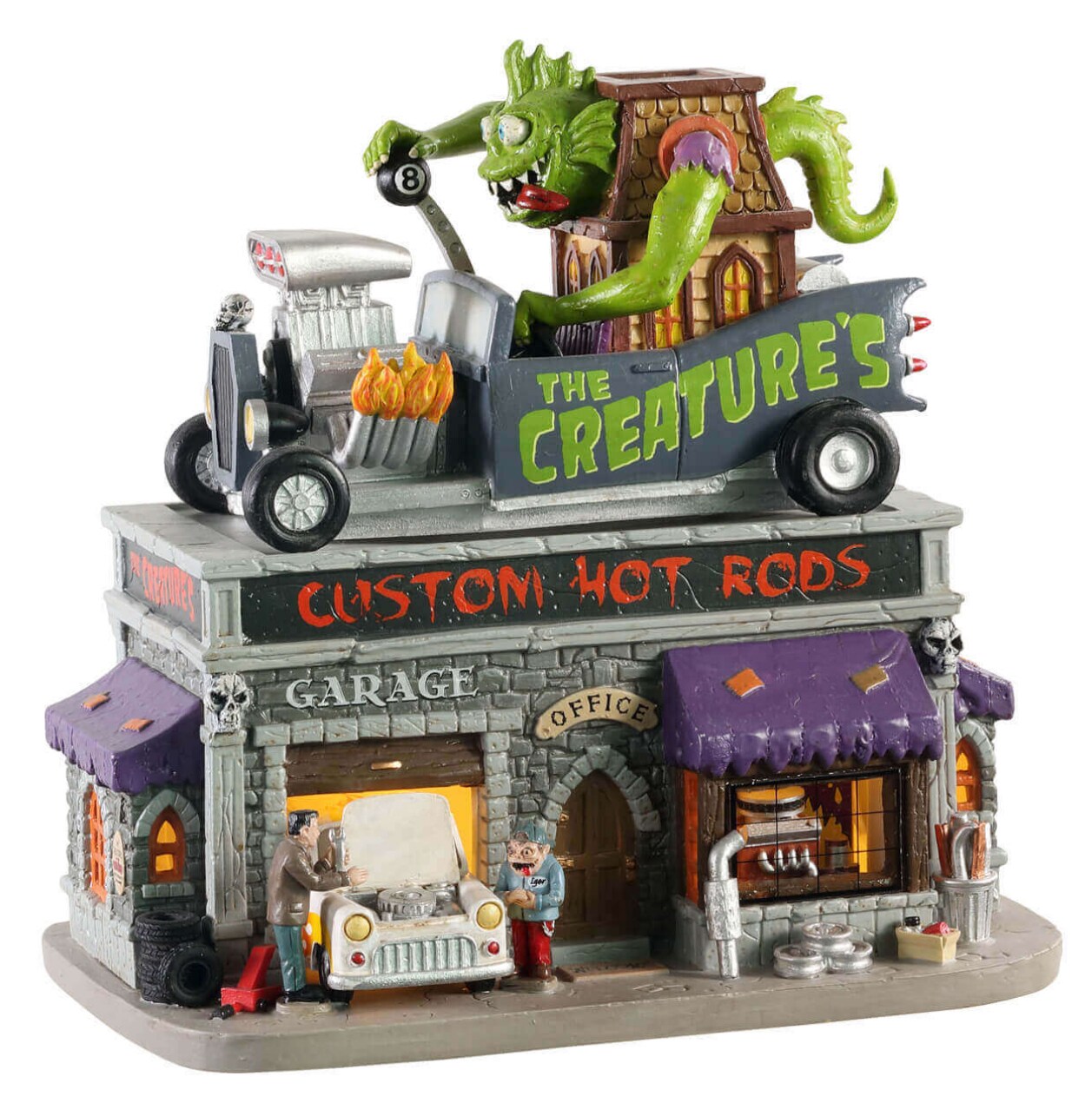 Lemax Spookytown The Creature&#x27;s Custom Hot Rod Shop