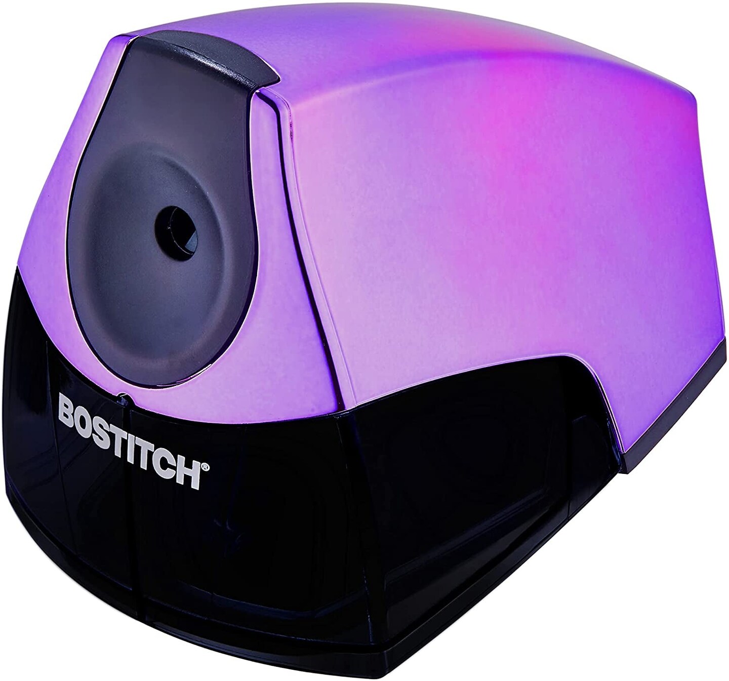 Office Personal Electric Pencil Sharpener, Powerful Stall-Free Motor, High Capacity Shavings Tray, Metallic Purple