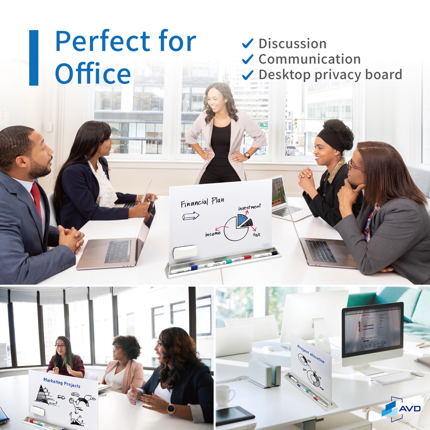 Audio-Visual Direct Magnetic Desktop Memo White Board Planner for Reception & Office