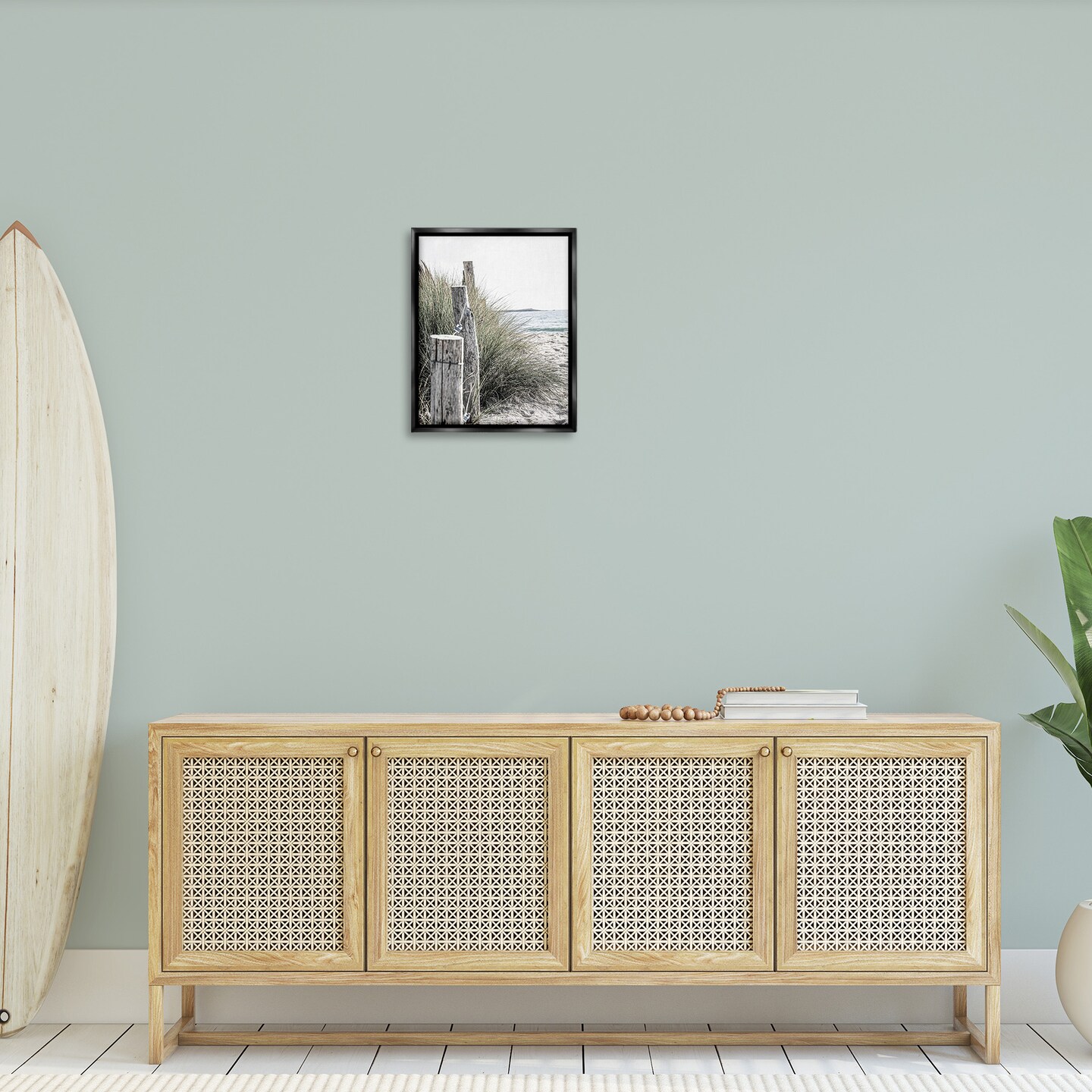 Stupell Industries Coastal Beach Landscape Framed Floater Canvas Wall Art