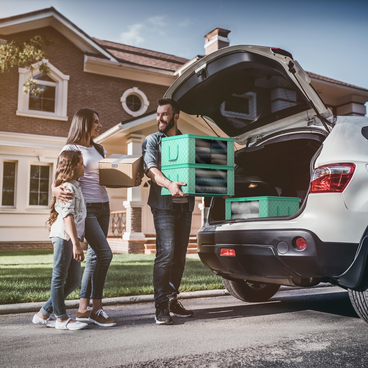 Sorbus Medium Clothes Storage Bags 6 Pack - Foldable Blanket Organizer Bins with Window, Lids, and Handles