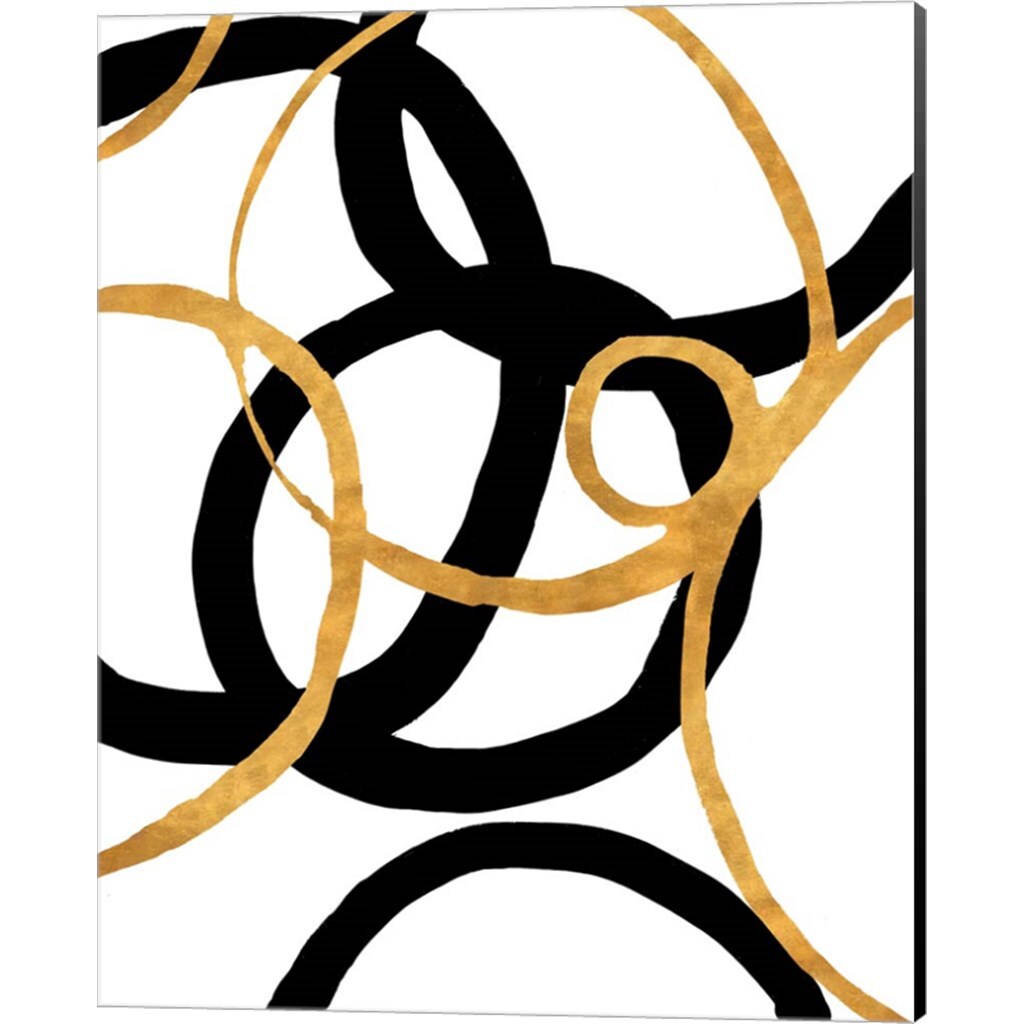 Black and Gold Stroke by Megan Morris 12" x 15" Canvas Wall Art (Set of 2)