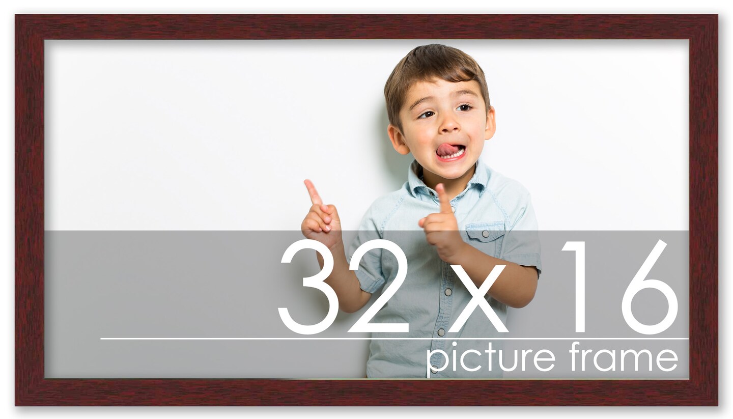 32x16 Solid Wood Picture Frame with UV-Resistant Acrylic & Acid-Free Backing, Available in 6 Finishes: Matte Black, Matte White, Metallic Bronze, Silver, Natural Wood Grain & Mahogany