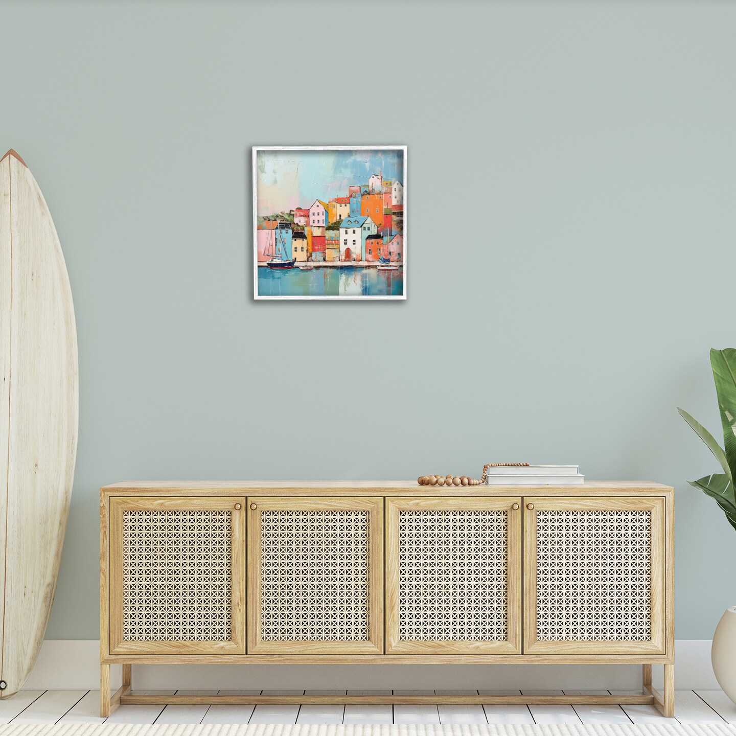 Stupell Industries Seaside Neighborhood Painting Framed Giclee Art