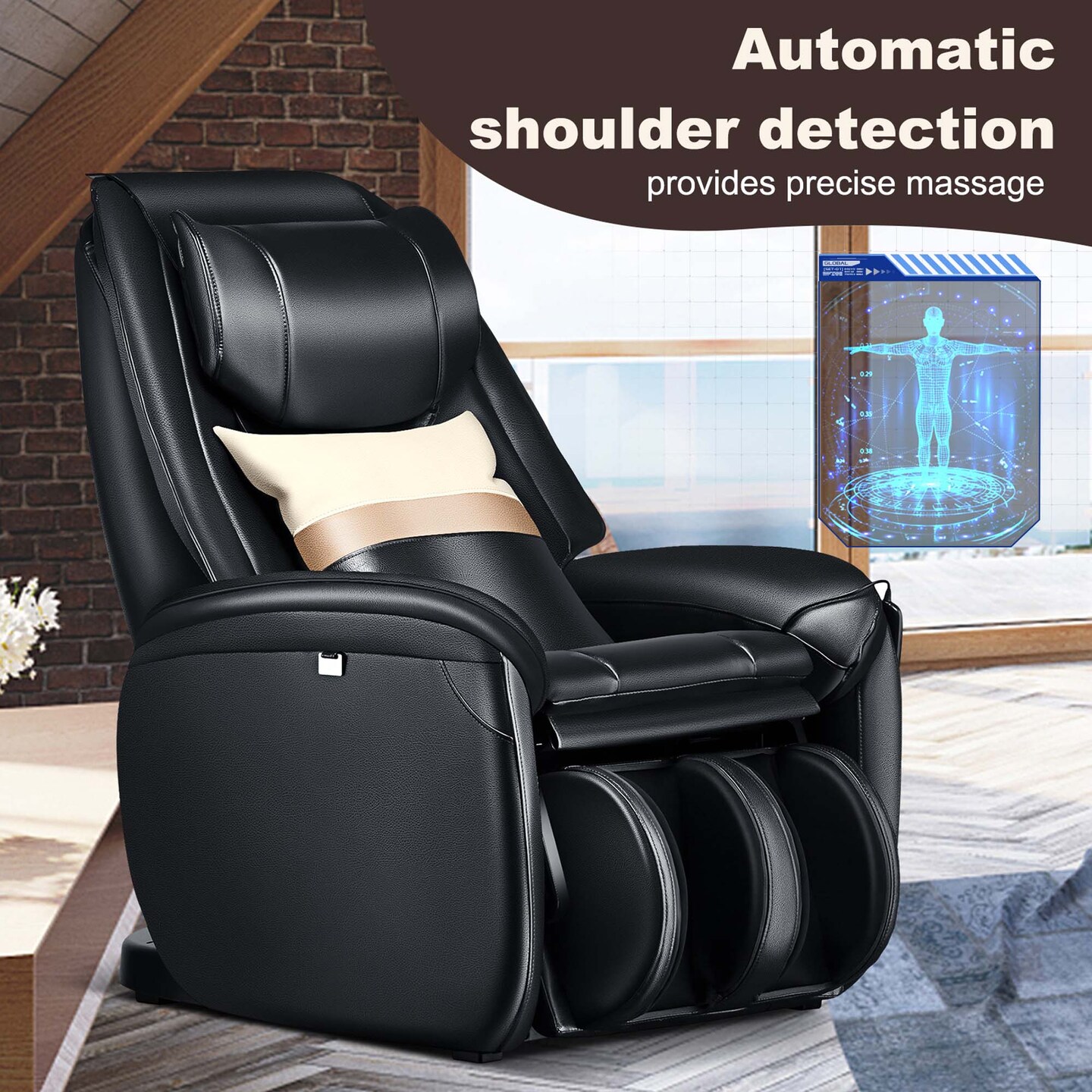 Costway Massage Chair Full Body SL Track Zero Gravity with Pillow Reversible Footrest Heat Black/Green/Brown