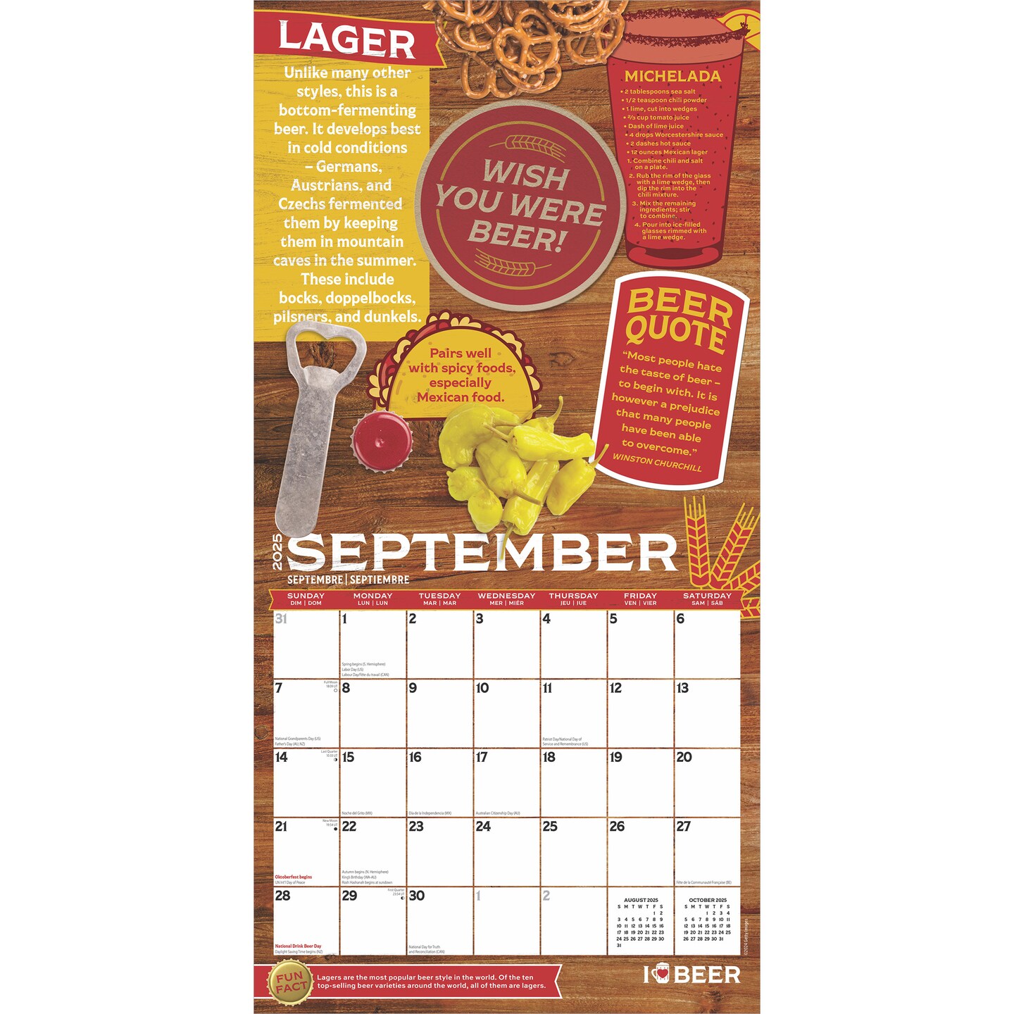 I Love Beer | 2025 12 x 24 Inch Monthly Square Wall Calendar | Plastic-Free | BrownTrout | Fun Humor Drinks