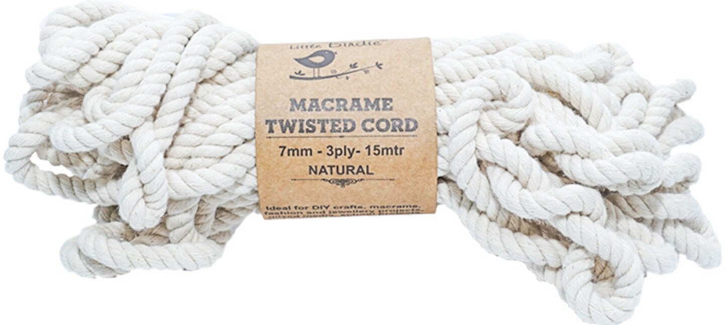 Little Birdie Macrame Twisted Cord Natural 7mm-15m