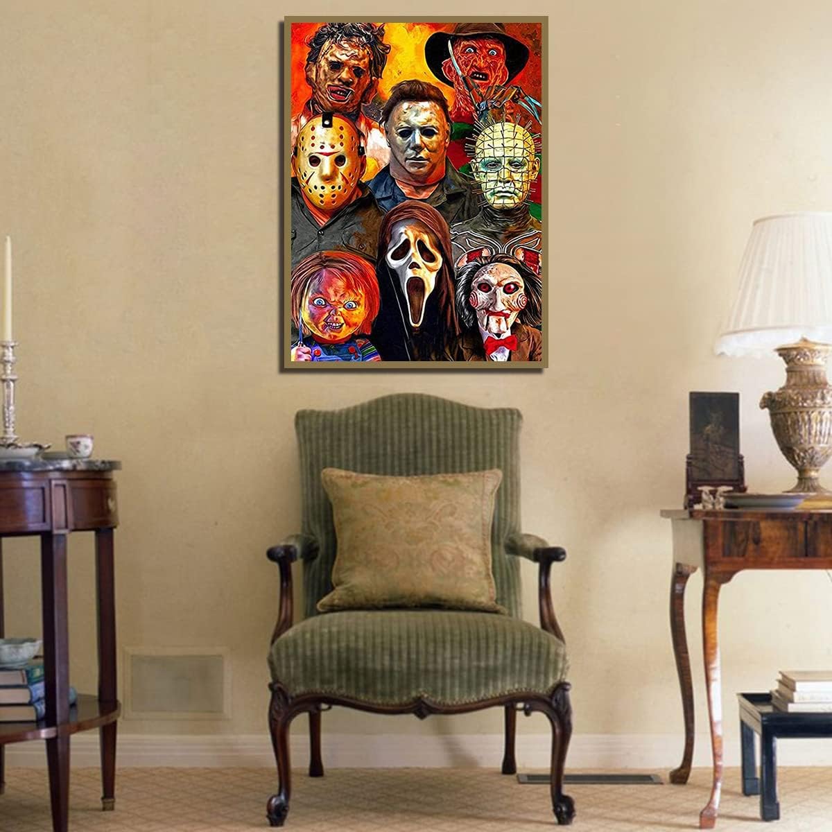 5D Diamond Painting Kits for Adults Halloween Diamond Arts: Horror Diamond Painting DIY Full Round Drill for Home Wall Decor and Adults, Kids Holiday Gift