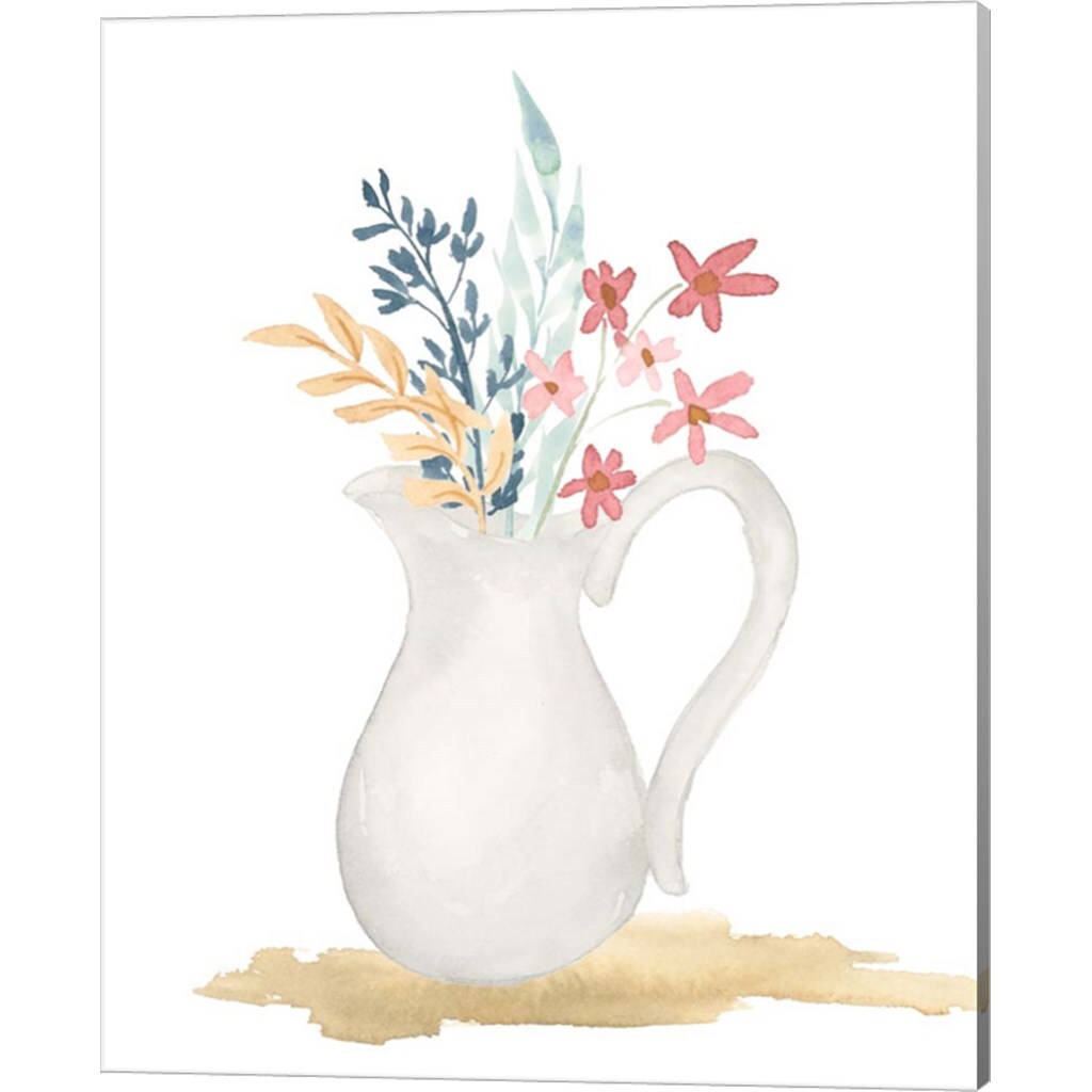 Farmhouse Pitcher With Flowers by Lucille Price 12&#x22; x 15&#x22; Canvas Wall Art (Set of 2)
