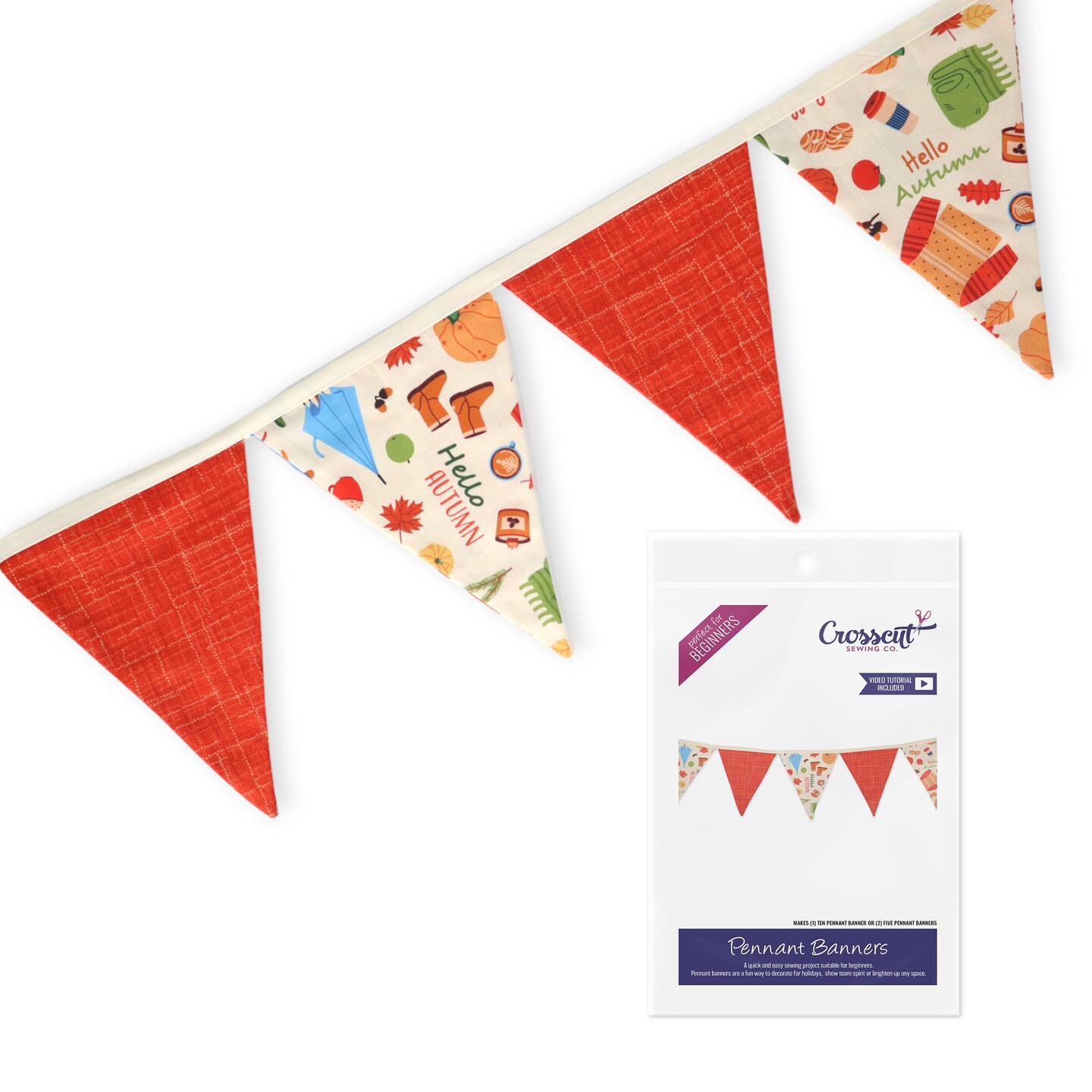 Crosscut Sewing Co. Monthly Pennant Banner DIY Sewing Kit - Sewing Project Kit for Beginners