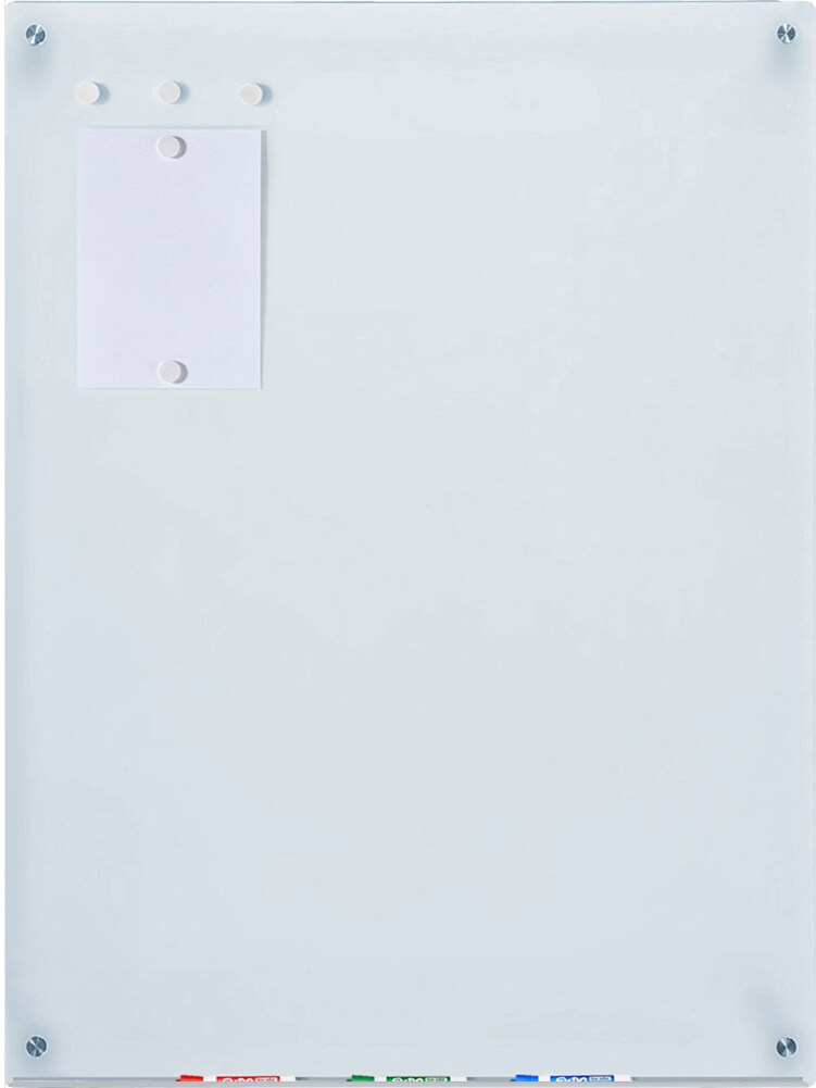 Audio-Visual Direct Magnetic White Glass Dry-Erase Board Set Includes Magnets, Hardware & Marker Tray