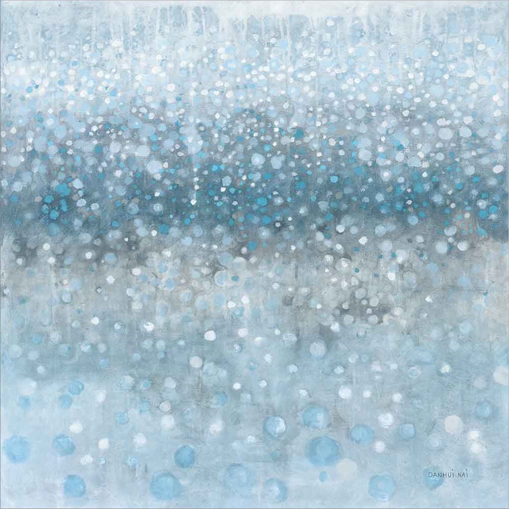 Abstract Rain Slate Blue by Danhui Nai 24" x 24" Canvas Wall Art