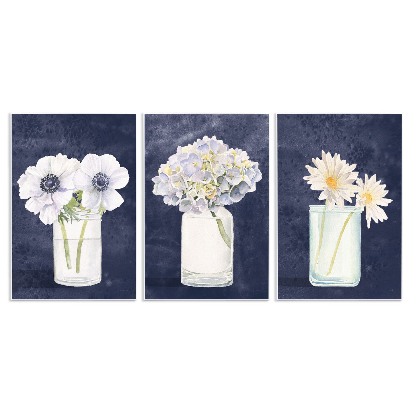 Stupell Industries Navy Blue Flower Bouquets Wall Plaque Art