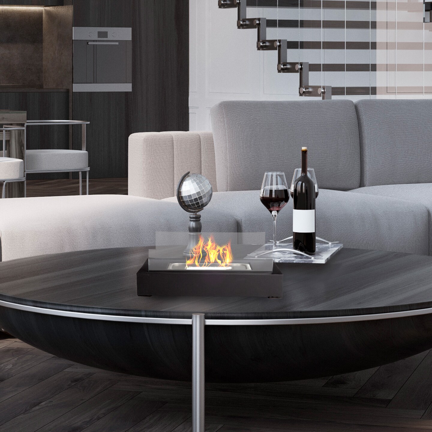 Bio Ethanol Ventless Fireplace-Tabletop Rectangular Real Flame Smokeless Clean Burning Indoor Outdoor Portable Heat