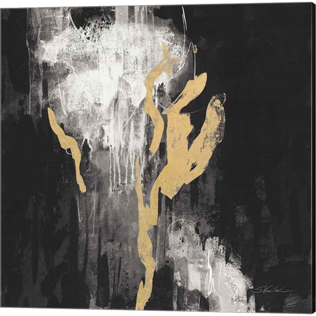Golden Rain BW by Silvia Vassileva 14" x 14" Canvas Wall Art (Set of 2)