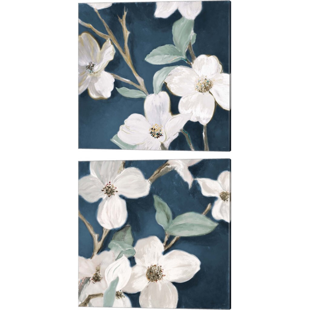 Bella Fiori on Navy by Lanie Loreth 14" x 14" Canvas Wall Art (Set of 2)