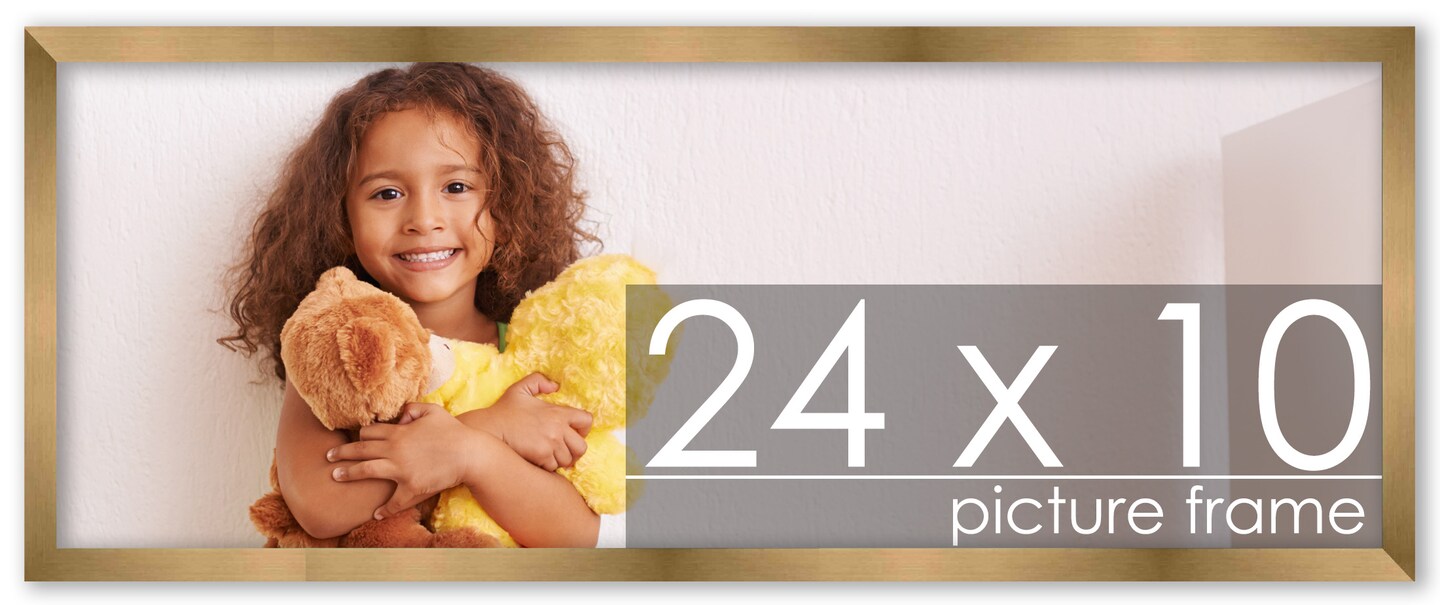 24x10 Solid Wood Picture Frame with UV-Resistant Acrylic &#x26; Acid-Free Backing, Available in 6 Finishes: Matte Black, Matte White, Metallic Bronze, Silver, Natural Wood Grain &#x26; Mahogany