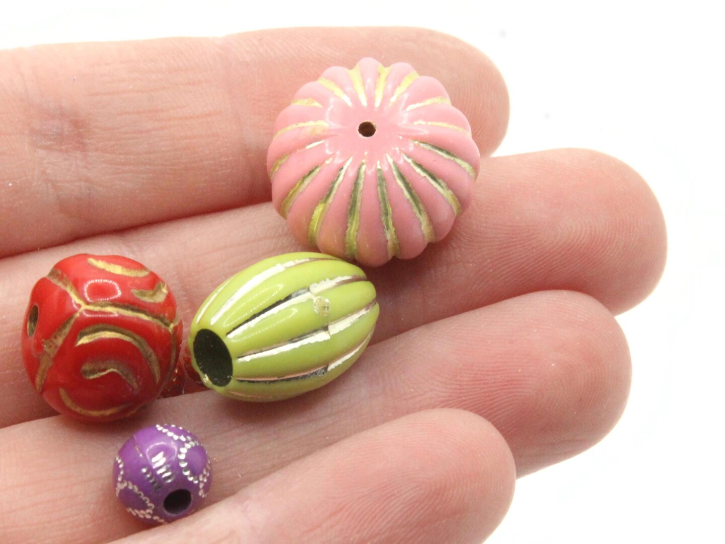 60 Silver and Gold Metallic Enlaced Mixed Color and Shape Plastic Beads