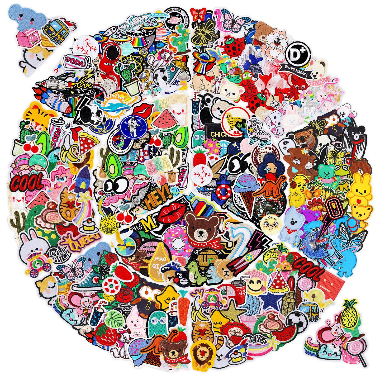 Iron on Patches for Clothing: 100Pcs Random Assorted Styles Funny Patch Repair Embroidered Appliques for Clothes Sew on/Iron on Jackets Backpacks Hat Dress Fabric for DIY Accessories