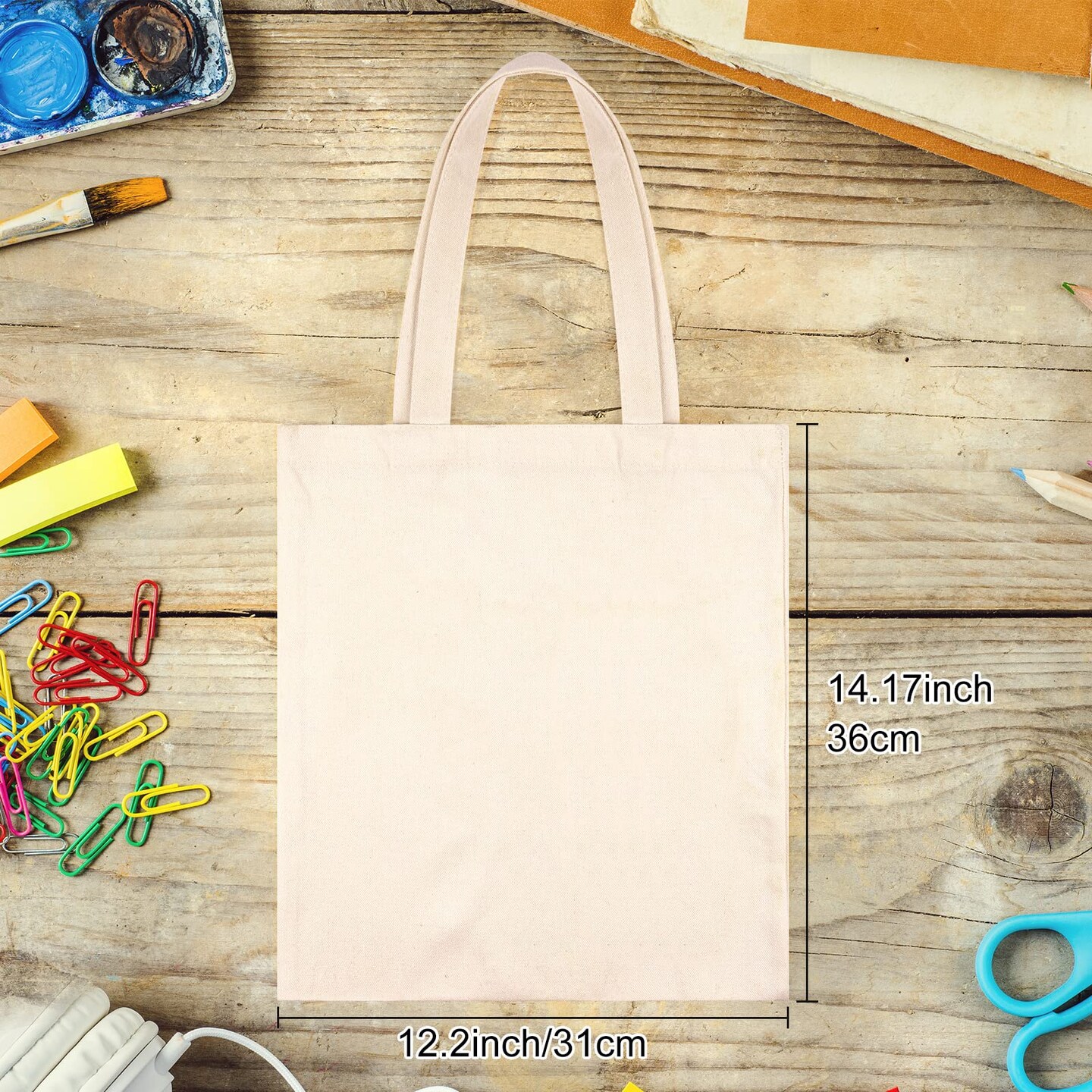6 Pack Cotton Tote Bag Blank Canvas Bag Reusable Grocery Shopping Bags, Suitable for DIY Craft, Grocery, Shopping, Drawing, Promotion, Gift, Advertising, Activity