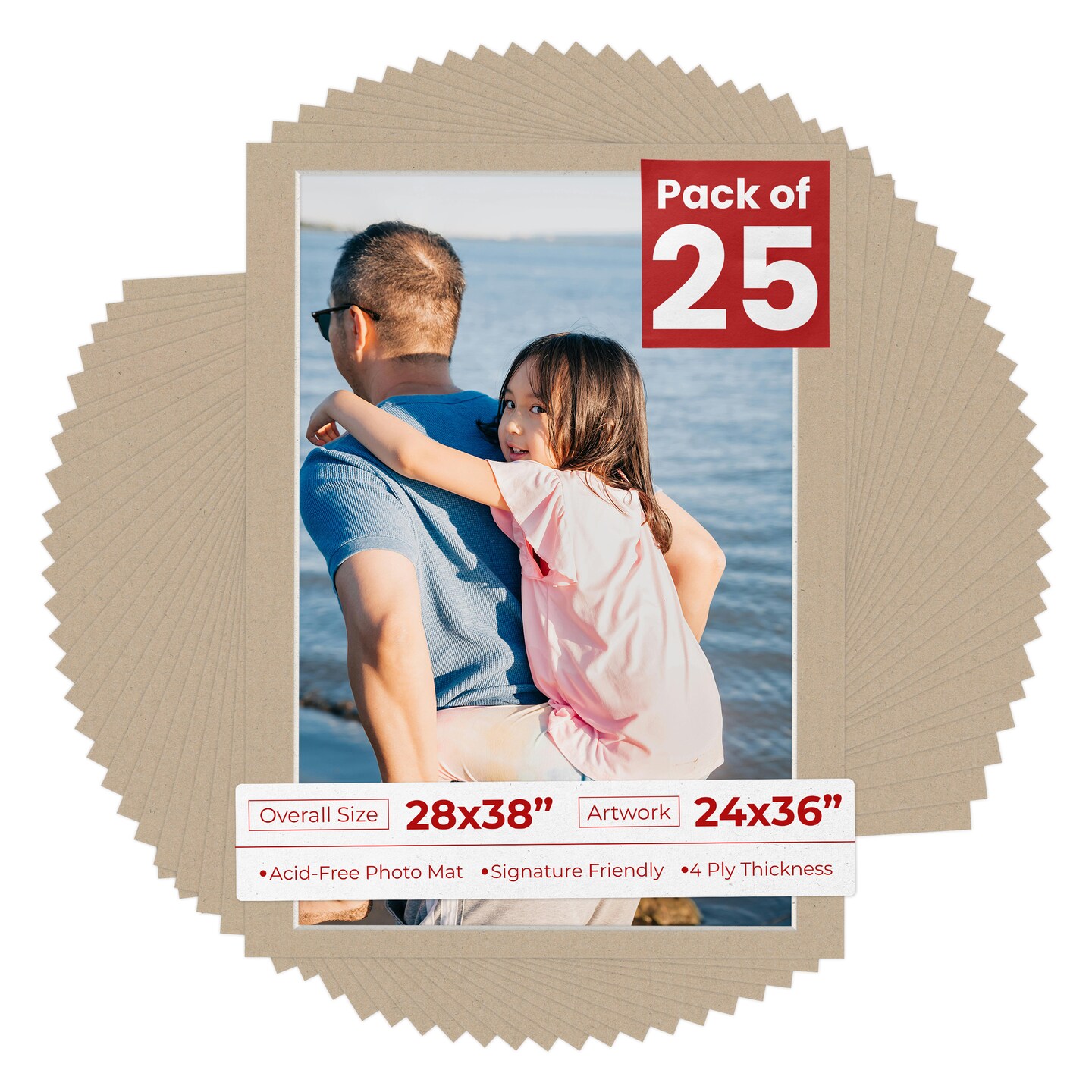 Tawny Brown Mat Board for 28x38 Frames - Fits 24x36 Photos, Color ...