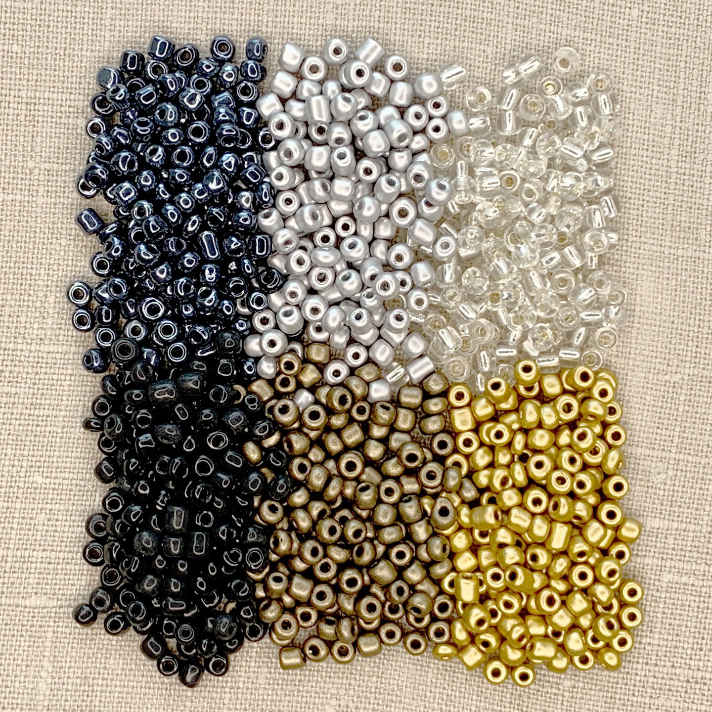 Mixed Bead Assortment in Shades of Silver and Gold 60gm
