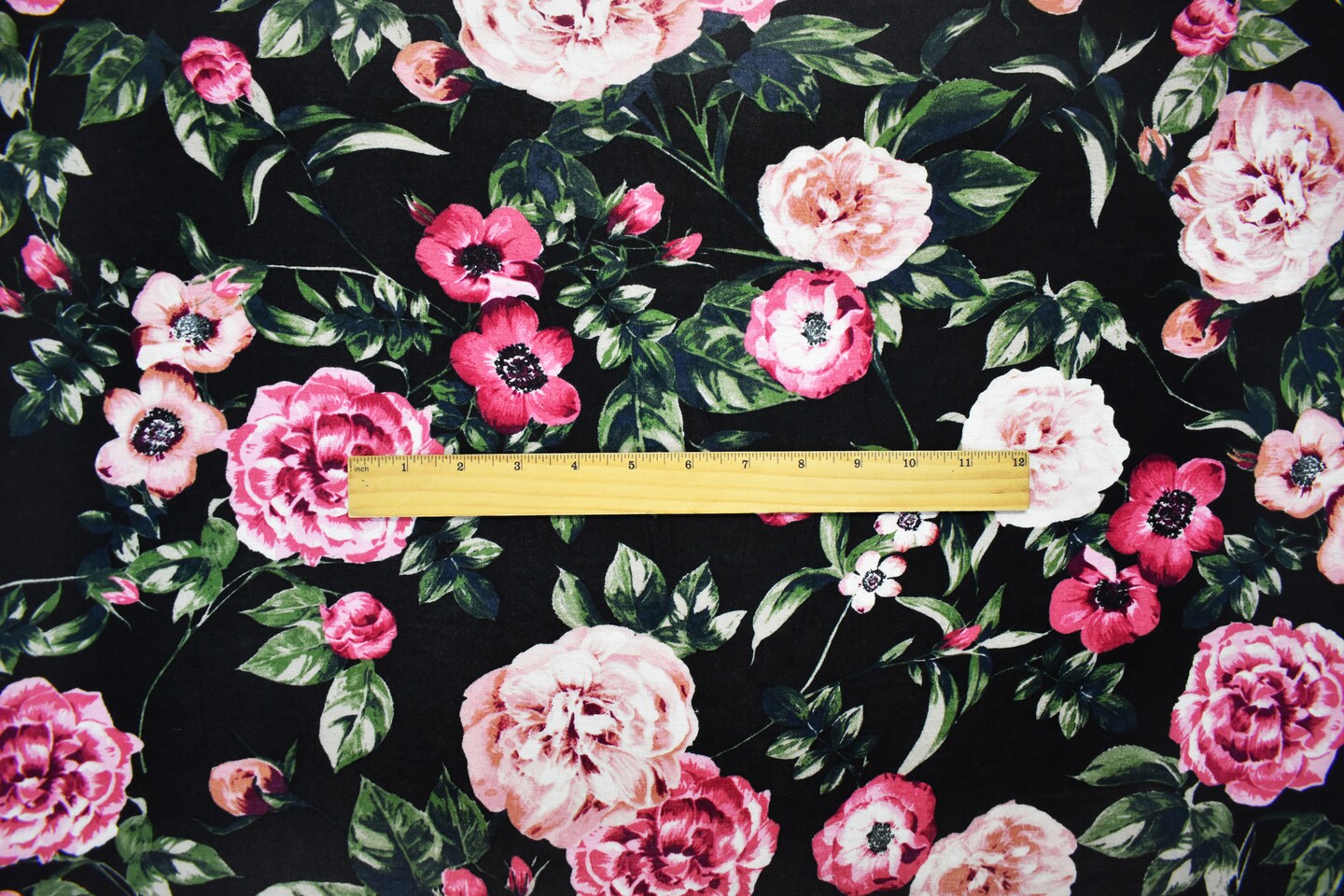 Black-Multi Rayon Stretch Spandex Floral Print Jersey Knit Fabric By the Yard