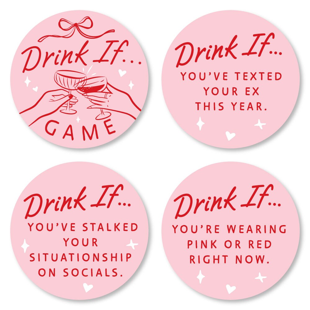 Big Dot of Happiness Girls Drink If Party Game, Pink and Red Drinks with the Girls Bachelorette or Birthday Party Game Cards – Set of 24 Prompt Cards