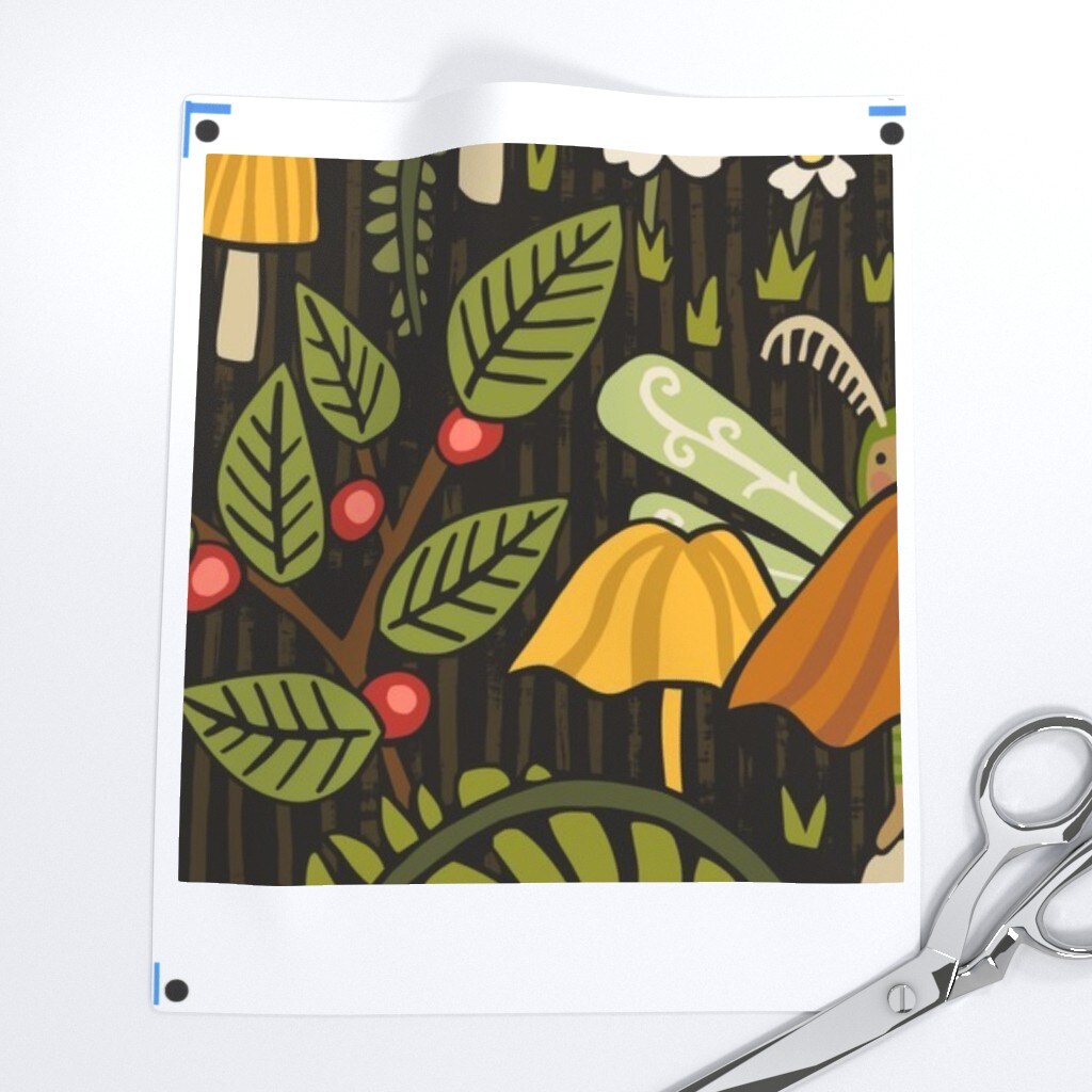 Whimsical Woodland Mushroom Butterflies Nature Snails Botanical Woods Fairy Custom Printed Fabric by Spoonflower Various Fabrics by the Yard or Fat Quarter 14474369
