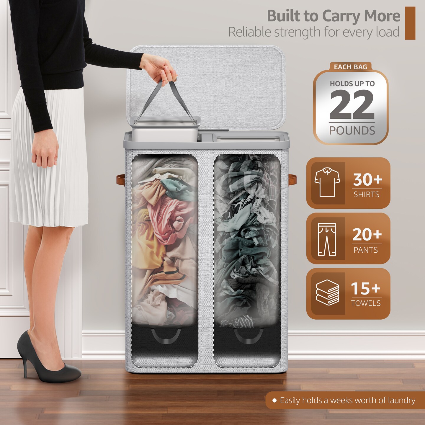 Sorbus Fabric Laundry Hamper - Collapsible Laundry Basket with Removable Laundry Bag