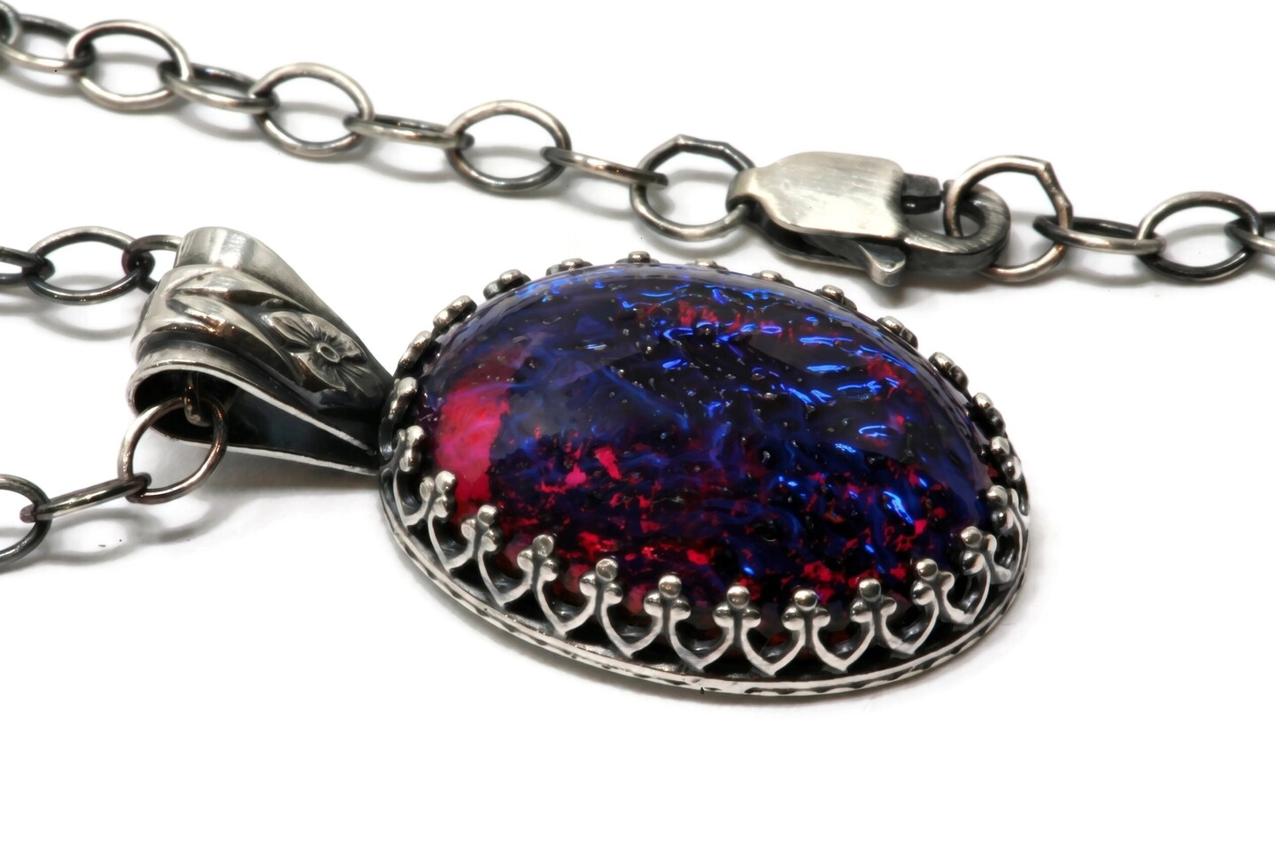 Dragon's Breath Czech Glass 9255 Sterling Silver Necklace