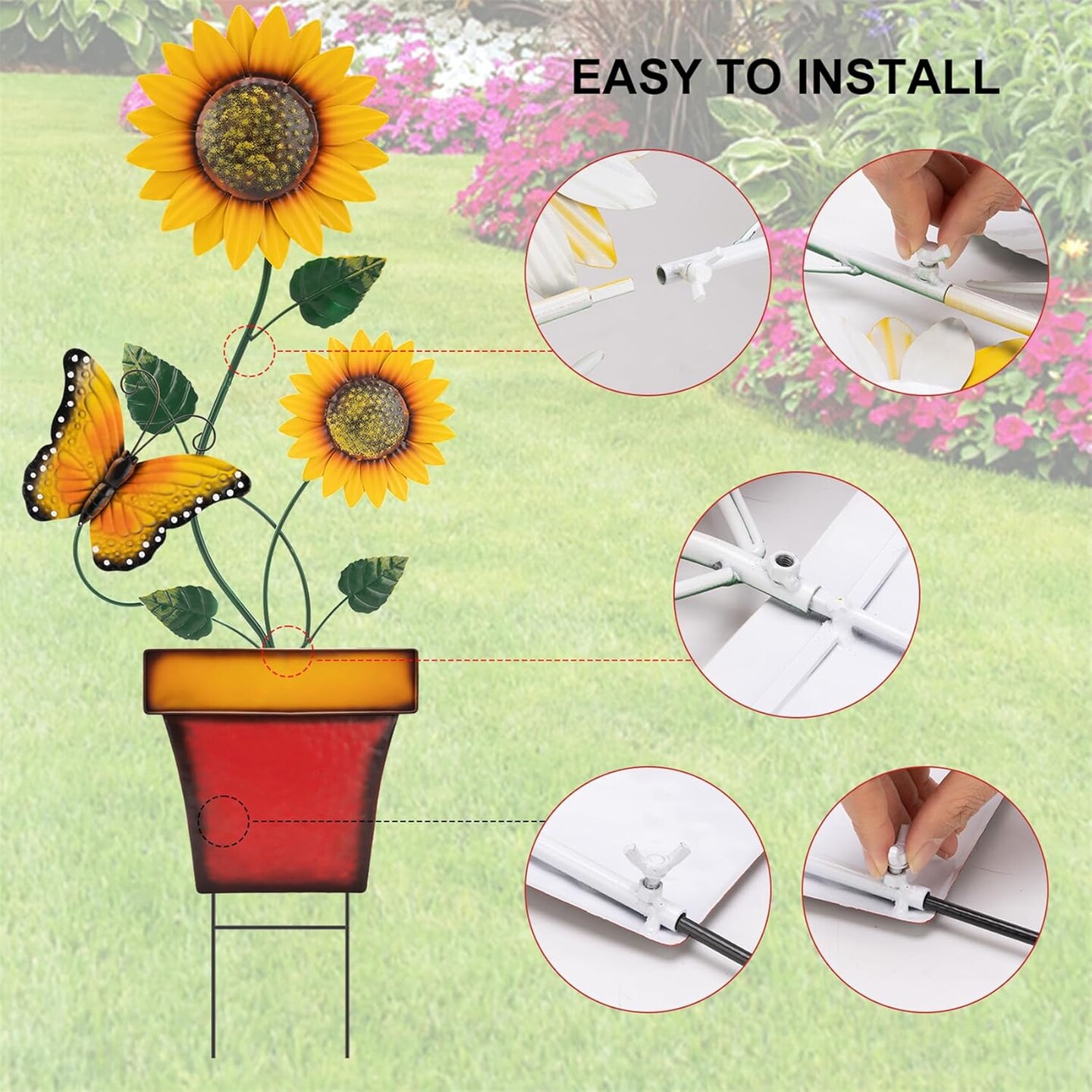 Spring Sunflower Decorative Garden Stake Yard Decor