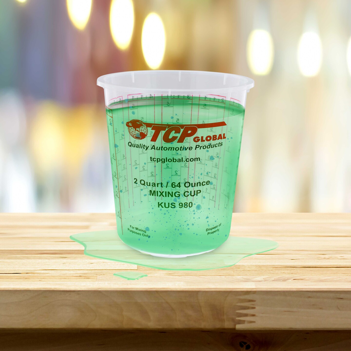 Paint Mixing Cups Plastic Measuring Cup Epoxy Resin, Disposable or Reusable, 64-Ounce (2 Quarts) - Pack of 12 - Graduated, Mixing Ratios, Automotive Painting Acrylic Art Crafts