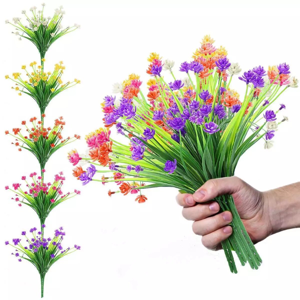 20 Bundles Plastic Artificial Flowers Plants Wedding Home Garden Decor