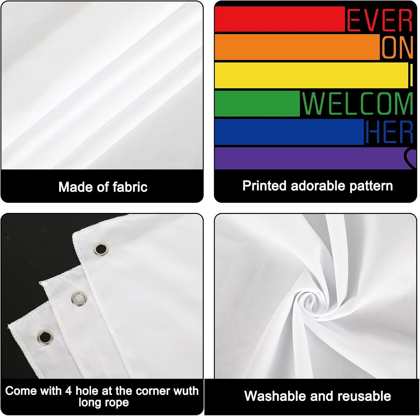 Pride Day Garage Door Banner Everyone is Welcome Cover Rainbow Large Yard Sign 6 x 13 Ft Photo Booth Background Props for Indoor Outdoor Wall Door House Party Decor