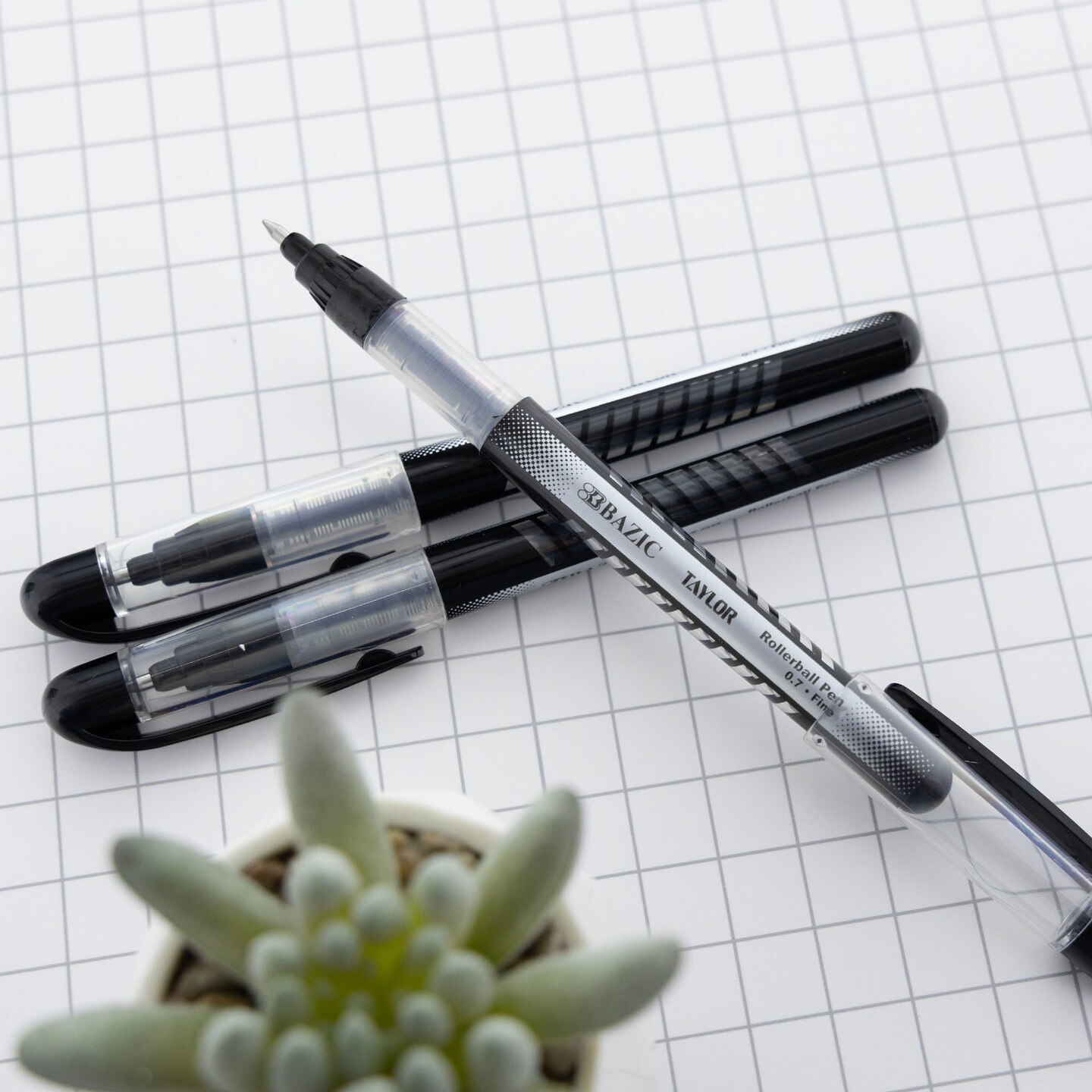 BAZIC Taylor Black Rollerball Pen (3/Pack)