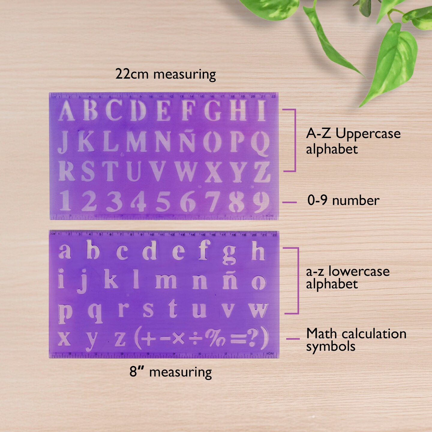 BAZIC 20mm Size Lettering Stencil Ruler Sets (2/Pack)