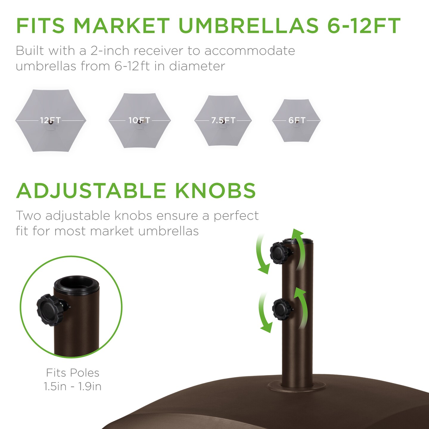 Best Choice Products Fillable Mobile Umbrella Base Heavy Duty Market Stand w/ 4 Wheels, 2 Locks, 123lb Capacity