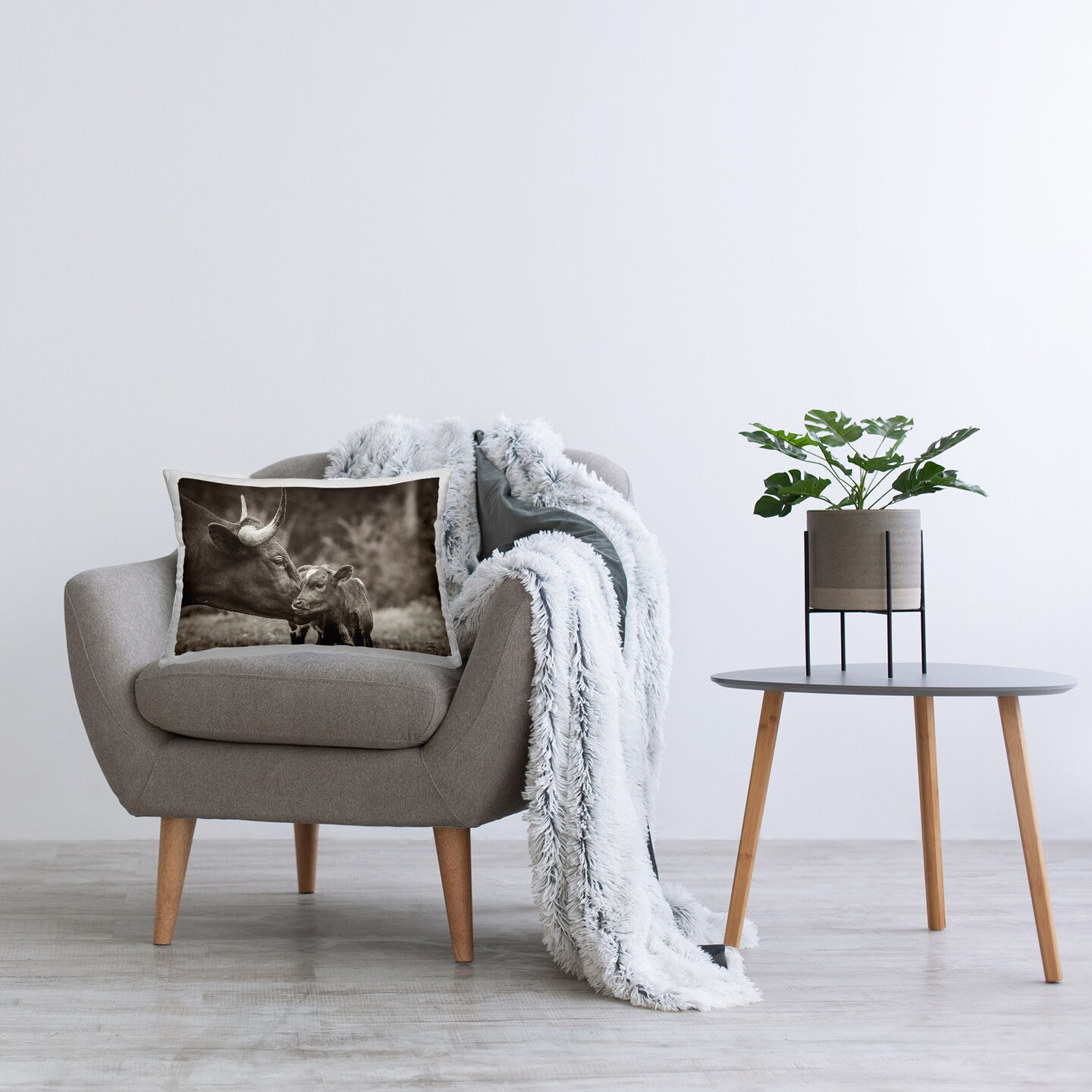 Longhorn Kiss Photography Decorative Printed Throw Pillow Design by Nathan Larson, 14 x 7 x 20