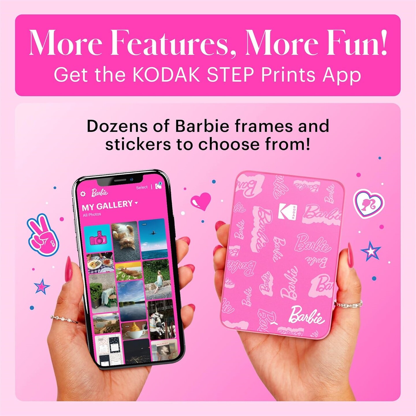 Kodak x Barbie Step Slim Instant Portable Photo Printer + Barbie Deluxe Camera Case &#x26; More