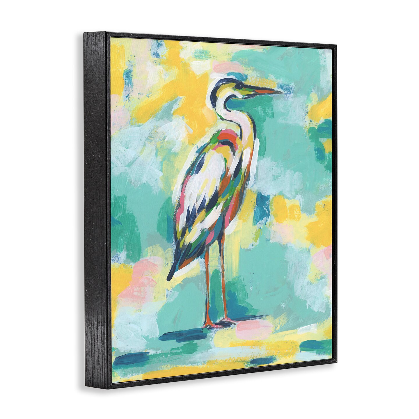 Stupell Industries Yellow &#x26; Blue Heron Framed Giclee Wall Art Design by Michael Willett