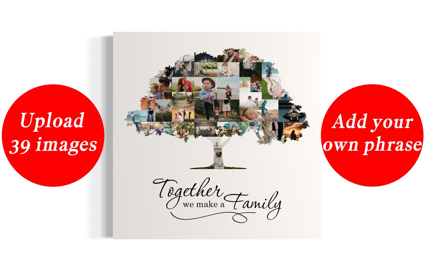 Custom Family Tree Photo Collage Canvas Wall Art - Personalized Picture Collage - Unique Gift for Families, Weddings, Anniversaries product 2