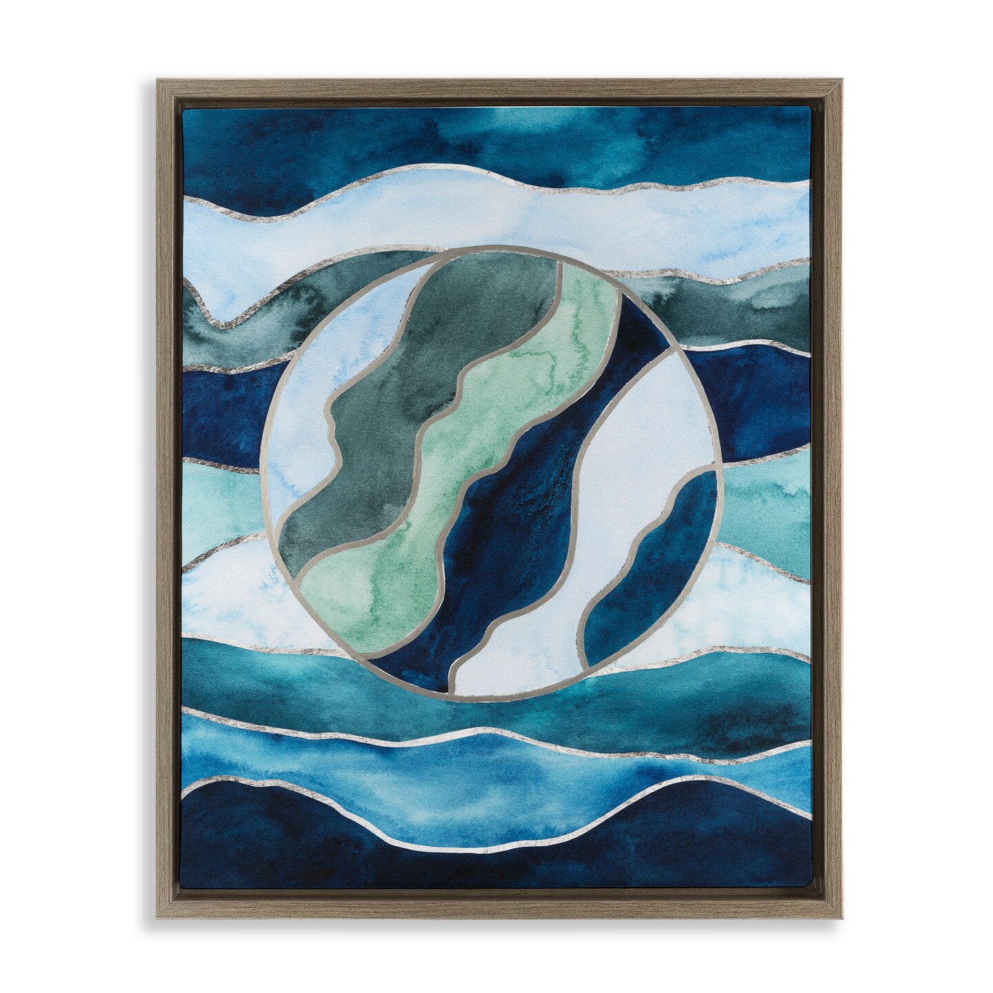 Stupell Industries Stained Glass Circle Impression Framed Floater Canvas Wall Art Design by Joris Hoefnagel