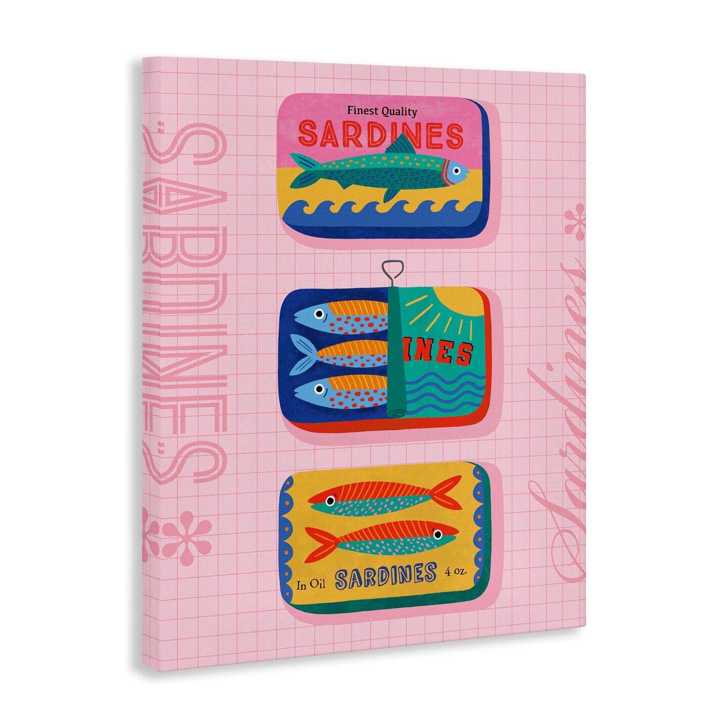 Stupell Industries Bright Sardine Can Designs Canvas Wall Art Design by Nina Seven