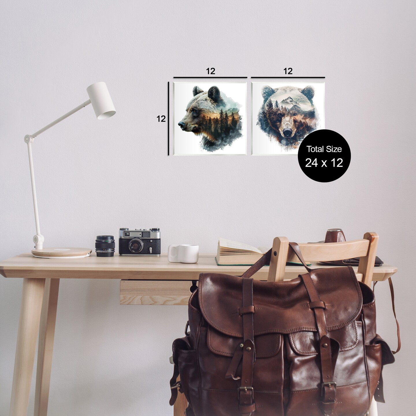 Stupell Industries Woodland Bear Forest Silhouettes 2 pc Wall Plaque Art Set Design by LSR Design Studio
