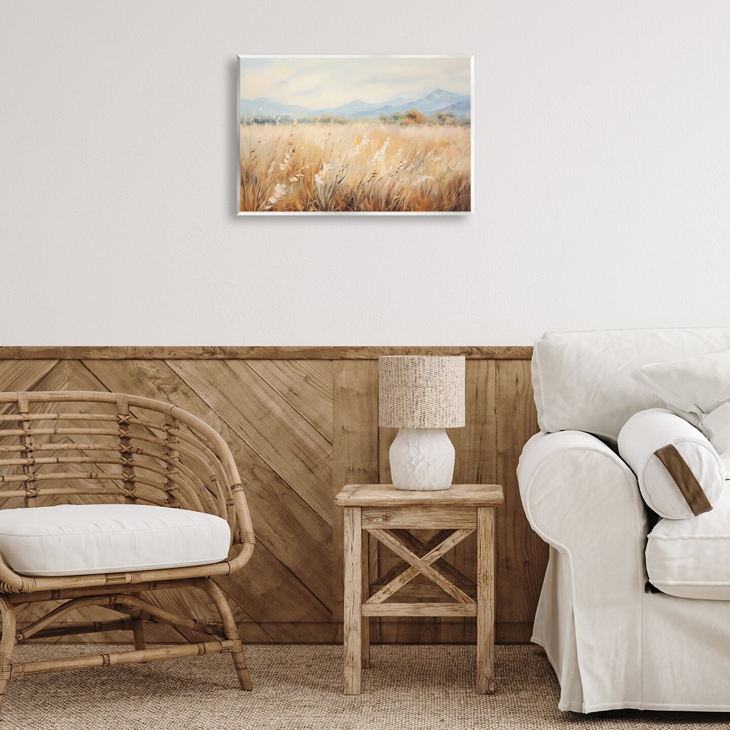 Stupell Industries Wheat Field Landscape Wall Plaque Art Design by Petal Prints Design