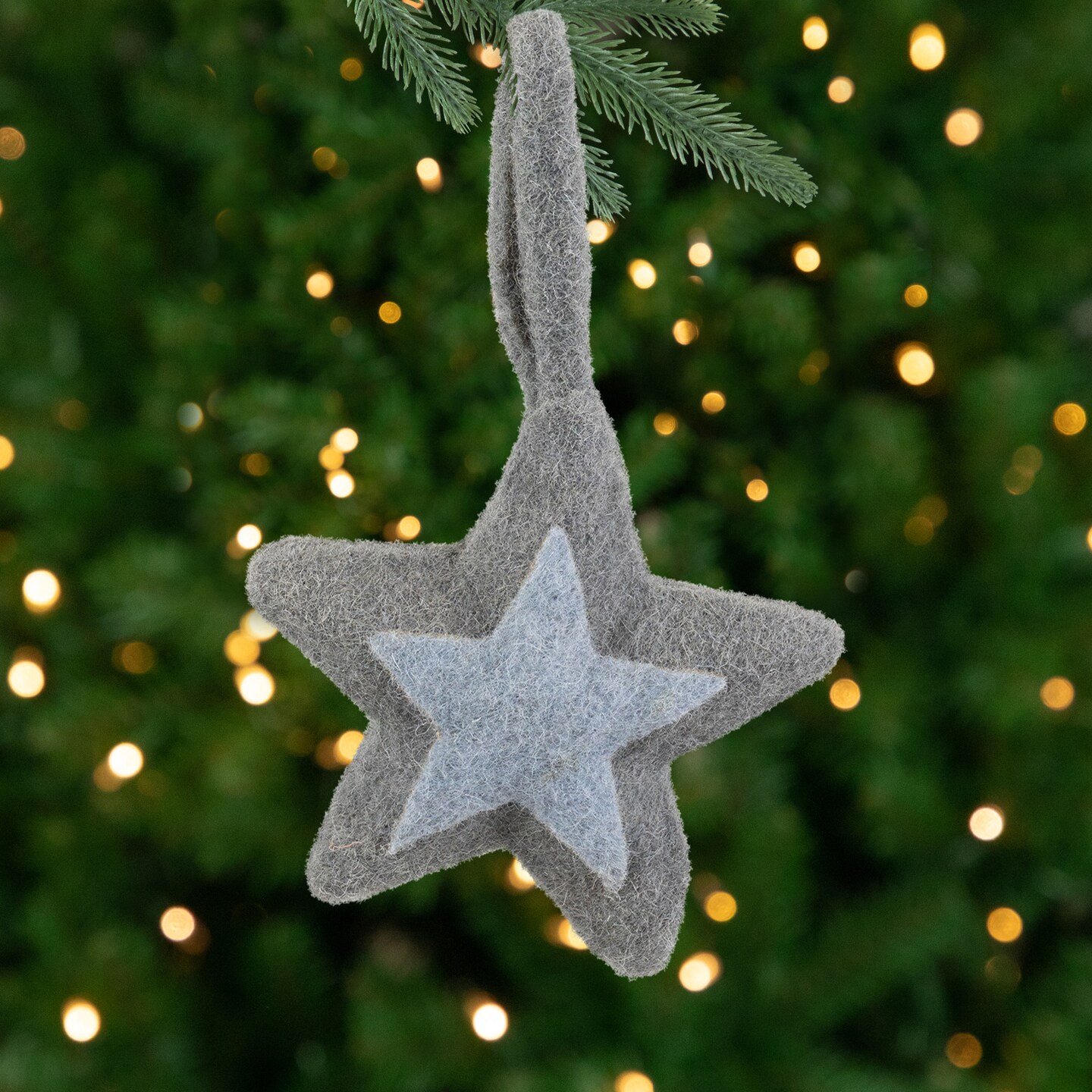 Northlight Plush Double Felt Star Christmas Ornament - 6.25" - Gray