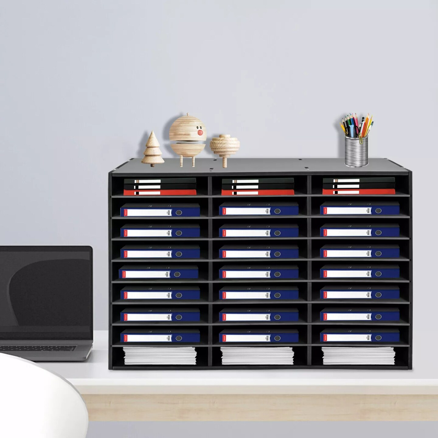 PVC 27 Slots File Sorter Literature Organizer Tabletop Mail Paper Storage Holder