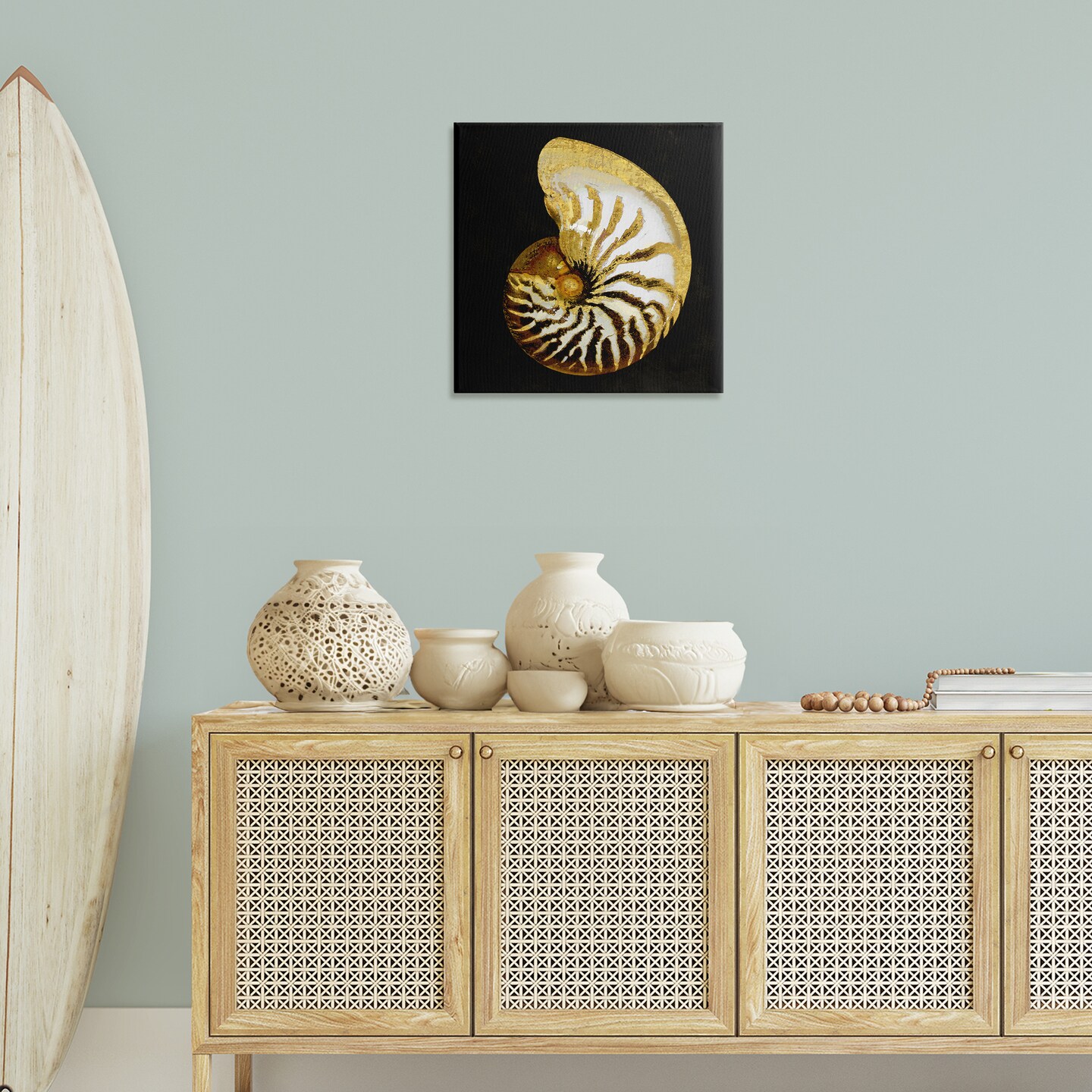 Stupell Industries Spiral Patterned Shell Canvas Wall Art Design by Caroline Kelly