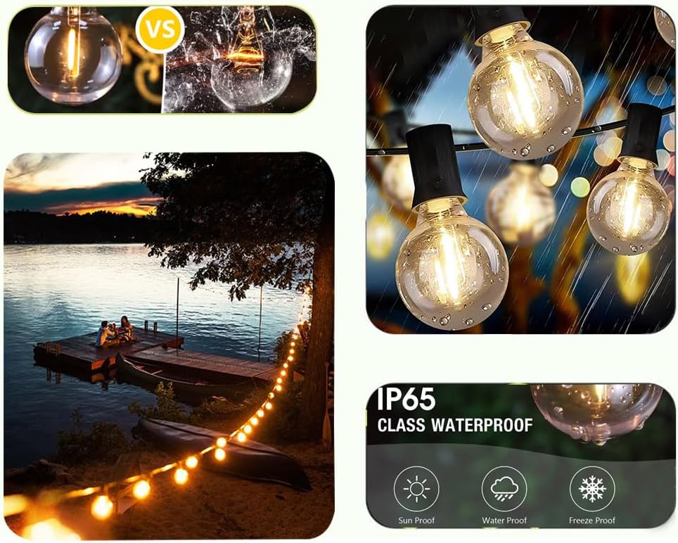 String Lights, LED 25Ft G40 Globe String Lights with Bulbs-UL Listd for Indoor/Outdoor Commercial Decor